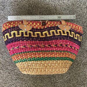 Braided Colorful Plastic Straw Shoulder Bag / Beach Tote